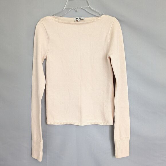 LOBA Revolve Kristhel Sweater Soft Pink Boat Neck Crop Size XS Ribbed Cuffs - Picture 2 of 10